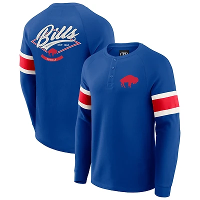 Men's Darius Rucker Collection by Fanatics Royal Buffalo Bills Waffle-Knit Raglan Long Sleeve Henley T-Shirt