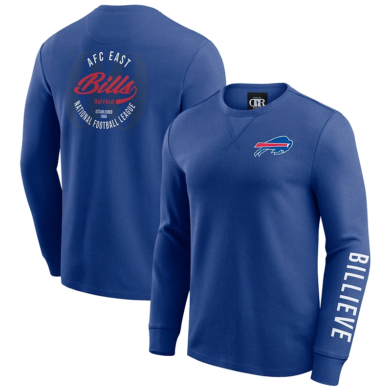 Men's Darius Rucker Collection by Fanatics Royal Buffalo Bills Washed Waffle-Knit Long Sleeve T-Shirt