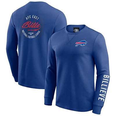 T-shirt à manches longues en tricot gaufré délavé Darius Rucker Collection by Fanatics Royal Buffalo Bills pour homme