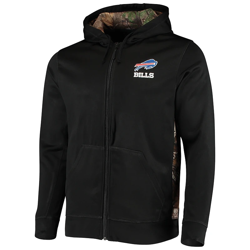 Chandail à capuchon en molleton entièrement zippé Dunbrooke Black/Realtree Camo Buffalo Bills Decoy Tech Fleece pour hommes
