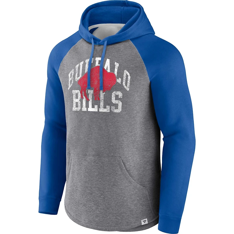 Chandail à capuche Fanatics Heather Grey Buffalo Bills Favorite Arch Raglan pour hommes