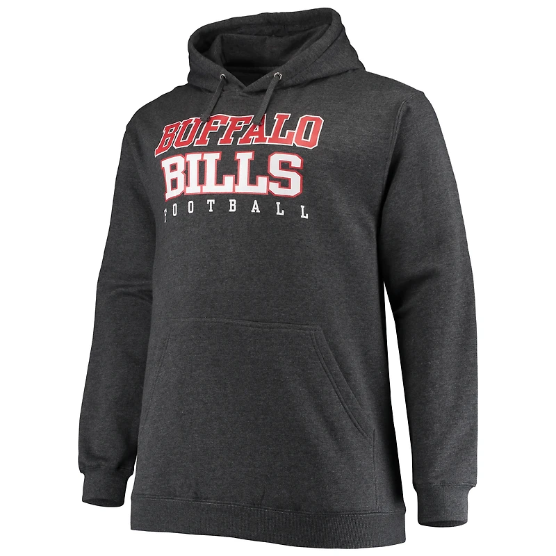 Chandail à capuchon d'entraînement Fanatics Heathered Charcoal Buffalo Bills Big & Tall pour hommes
