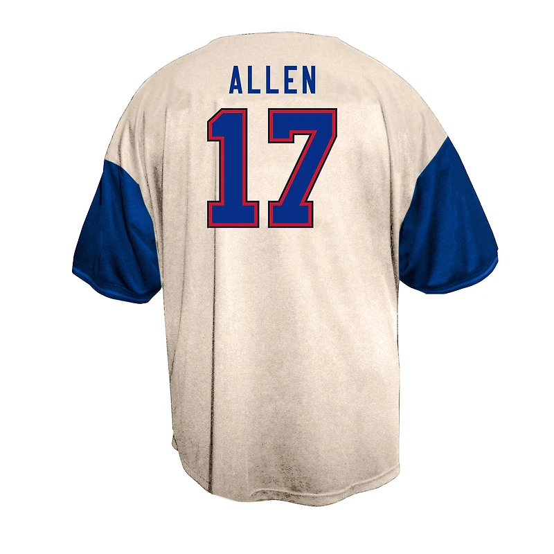 Men's Fanatics Josh Allen Cream Buffalo Bills Big & Tall Baseball Button-Up Shirt