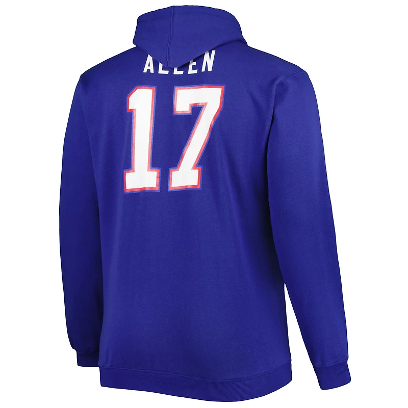 Men's Fanatics Josh Allen Royal Buffalo Bills Big & Tall Name Number Fleece Hoodie