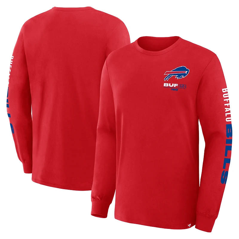 Men's Fanatics Red Buffalo Bills Big & Tall Clock Management Legacy Long Sleeve T-Shirt