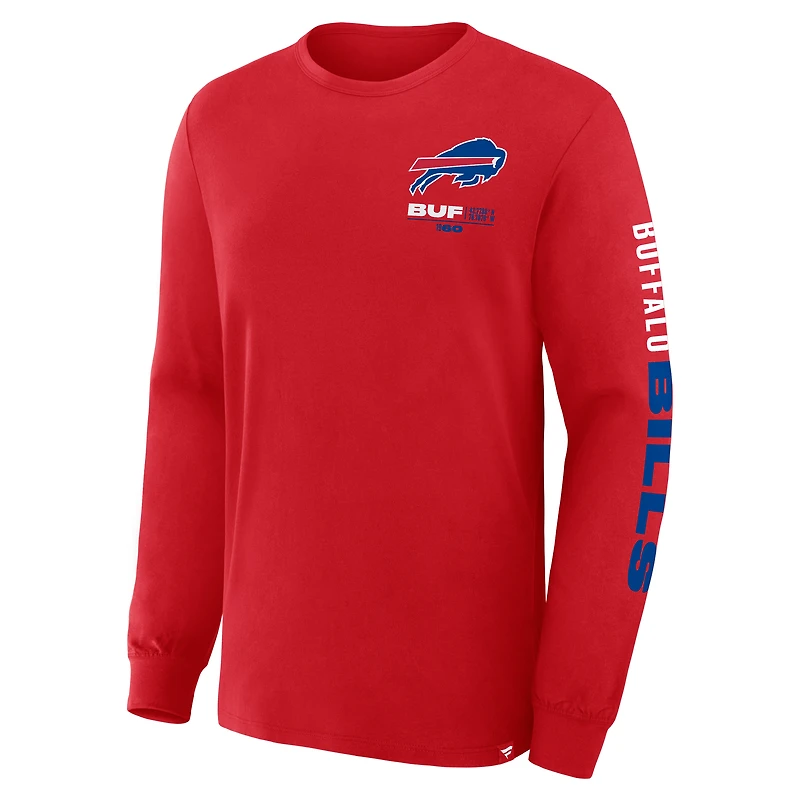 Men's Fanatics Red Buffalo Bills Big & Tall Clock Management Legacy Long Sleeve T-Shirt