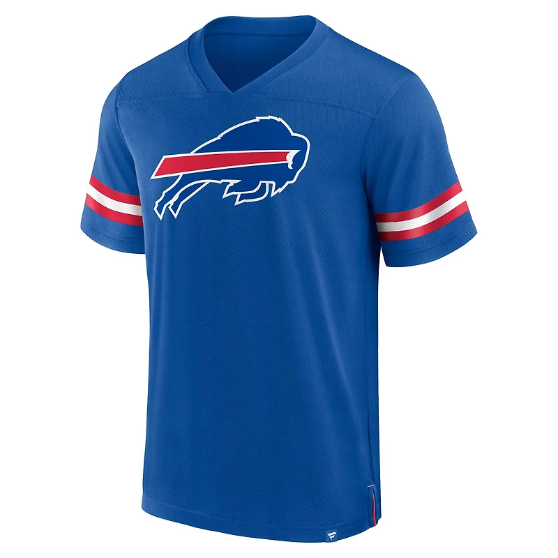 T-shirt à col en V Fanatics Royal Buffalo Bills Jersey Tackle pour hommes