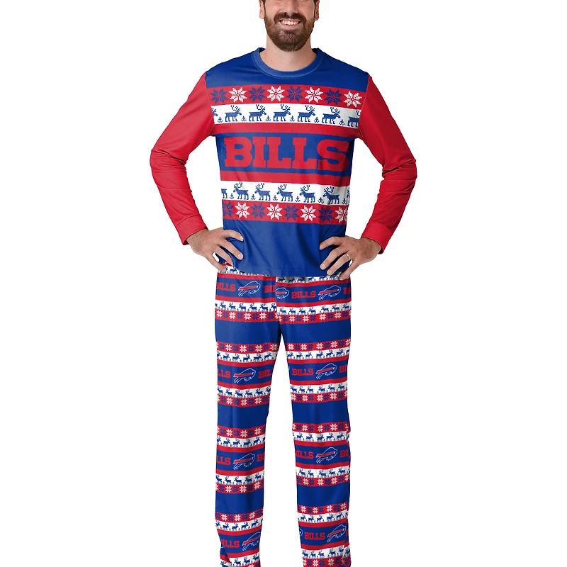 Men's FOCO Royal Buffalo Bills Wordmark Ugly Pajama Set