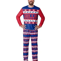 Men's  FOCO Royal Buffalo Bills Wordmark Ugly Pajama Set