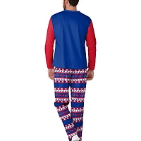 Men's  FOCO Royal Buffalo Bills Wordmark Ugly Pajama Set
