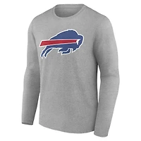 T-shirt à manches longues gris authentique pour homme des Buffalo Bills, personnalisé avec nom et numéro