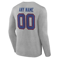 T-shirt à manches longues authentique pour homme, personnalisé avec nom et numéro, de l'équipe des Buffalo Bills rouges
