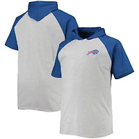 Men's Heathered Gray/Royal Buffalo Bills Big & Tall Raglan Short Sleeve Pullover Hoodie