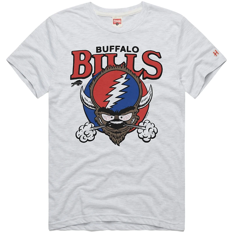 Men's Homage  Ash Buffalo Bills NFL x Grateful Dead Tri-Blend T-Shirt