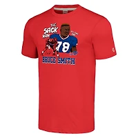 Men's Homage  Bruce Smith Heathered Red Buffalo Bills Caricature Retired Player Tri-Blend T-Shirt