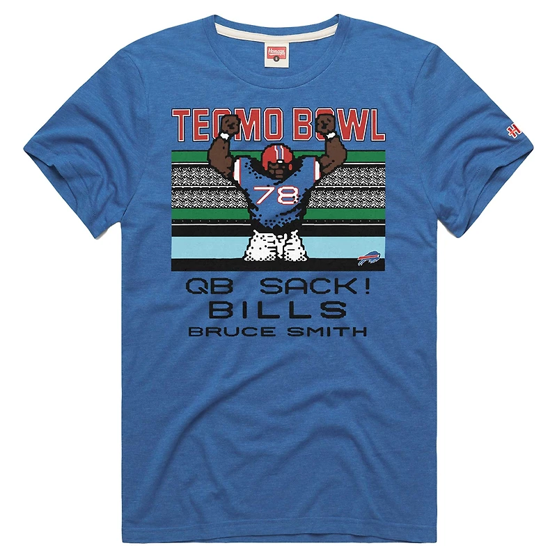 T-shirt à manches longues pour homme avec imprimé joueur retraité Bruce Smith Royal Buffalo Bills Tecmo Bowl