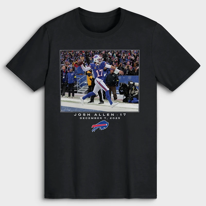 Men's Josh Allen Black Buffalo Bills NFL Flash Features Week 14 T-Shirt