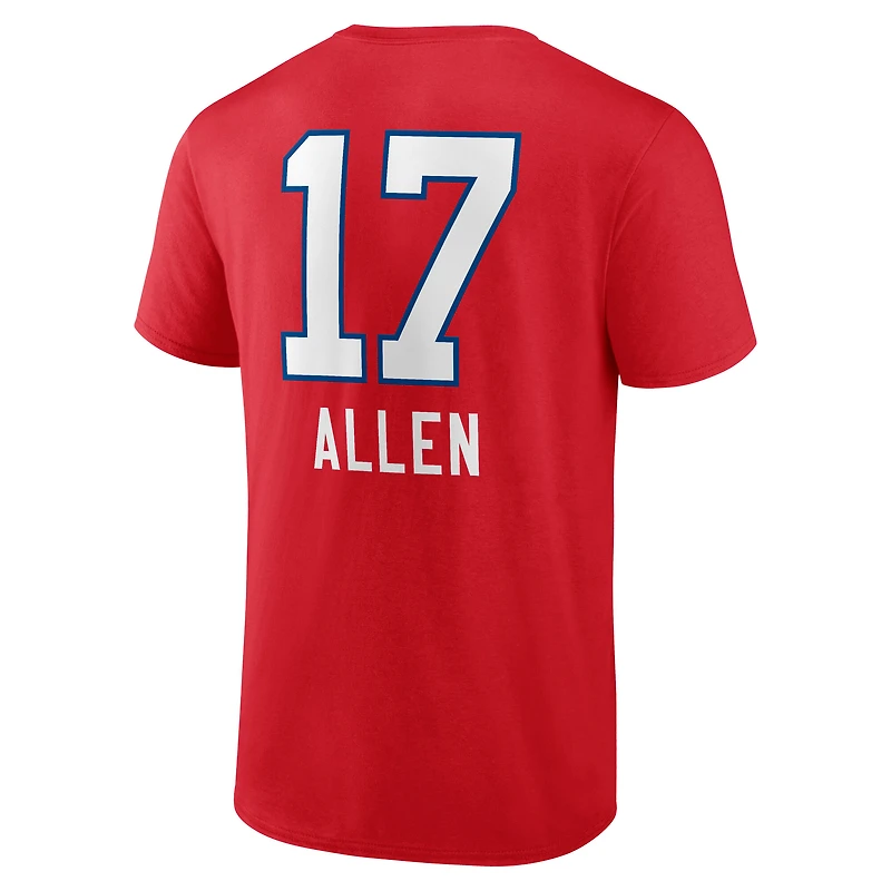 T-shirt Josh Allen Red Buffalo Bills pour homme avec nom et numéro