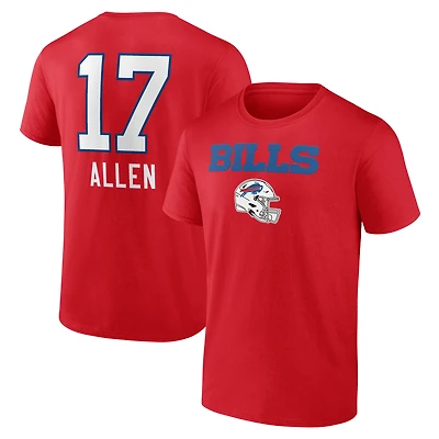 Men's Josh Allen Red Buffalo Bills Team Wordmark Name & Number T-Shirt