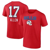 Men's Josh Allen Red Buffalo Bills Team Wordmark Name & Number T-Shirt