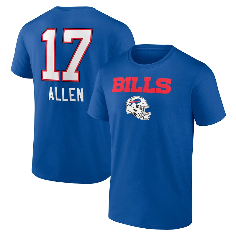 Men's Josh Allen Royal Buffalo Bills Team Wordmark Name & Number T-Shirt