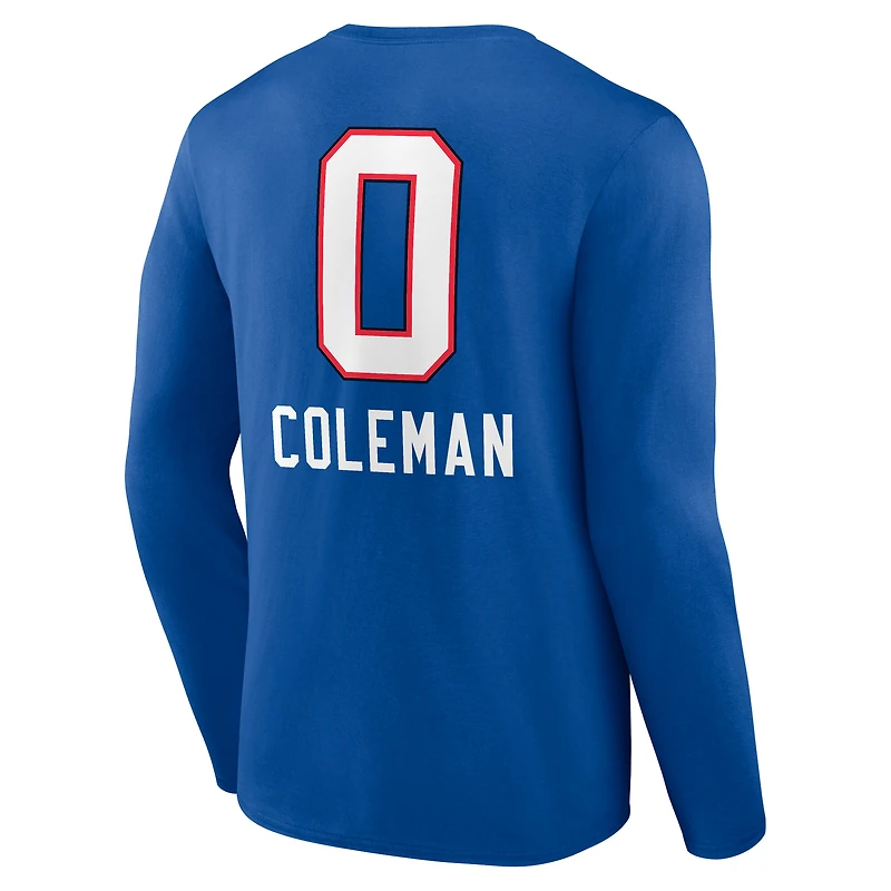 T-shirt à manches longues pour homme Keon Coleman Royal Buffalo Bills avec nom et numéro de l'équipe