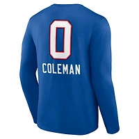 T-shirt à manches longues pour homme Keon Coleman Royal Buffalo Bills avec nom et numéro de l'équipe