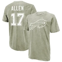 Men's Majestic Threads Josh Allen Moss Green Buffalo Bills Mineral Wash Name & Number T-Shirt