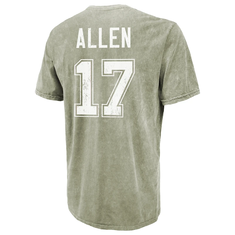 Men's Majestic Threads Josh Allen Moss Green Buffalo Bills Mineral Wash Name & Number T-Shirt
