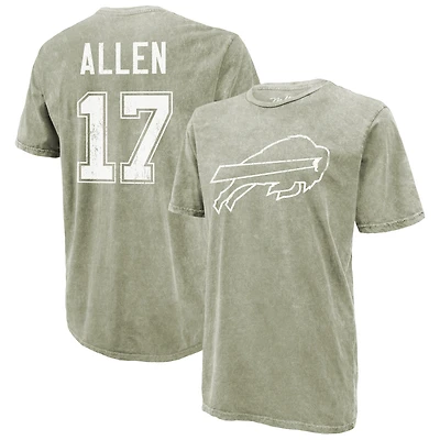 Men's Majestic Threads Josh Allen Moss Green Buffalo Bills Mineral Wash Name & Number T-Shirt
