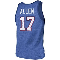 Men's Majestic Threads Josh Allen Royal Buffalo Bills Name & Number Tri-Blend Tank Top