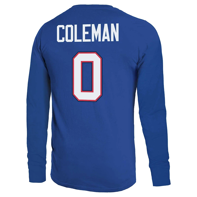 T-shirt à manches longues Majestic Threads pour homme avec nom et numéro Keon Coleman Royal Buffalo Bills