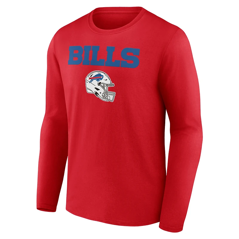Men's Matt Milano Red Buffalo Bills Team Wordmark Name & Number Long Sleeve T-Shirt