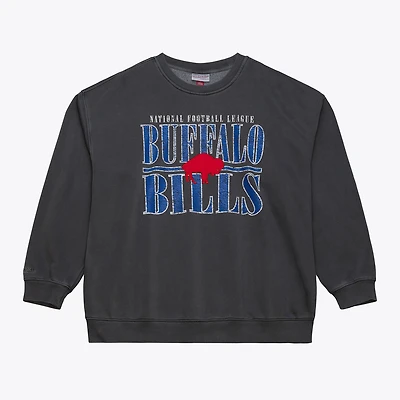 Sweat-shirt Mitchell & Ness noir Buffalo Bills Downtown Crew à logo vintage pour homme