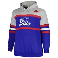 Men's Mitchell & Ness  Heather Gray/Royal Buffalo Bills Big Tall Head Coach Pullover Hoodie