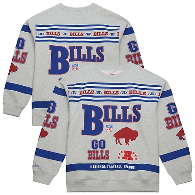 Sweat-shirt ras du cou en polaire vintage gris chiné pour homme Mitchell & Ness Buffalo Bills
