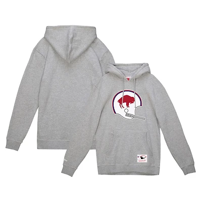 Sweat à capuche vintage avec logo du casque Buffalo Bills de Mitchell & Ness pour homme, gris chiné