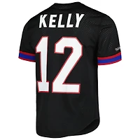 Mitchell & Ness Jim Kelly Black Buffalo Bills pour hommes Nom et numéro du joueur retraité Haut en maille