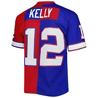 Men's Mitchell & Ness Jim Kelly Royal/Red Buffalo Bills 1990 Split Legacy Replica Jersey
