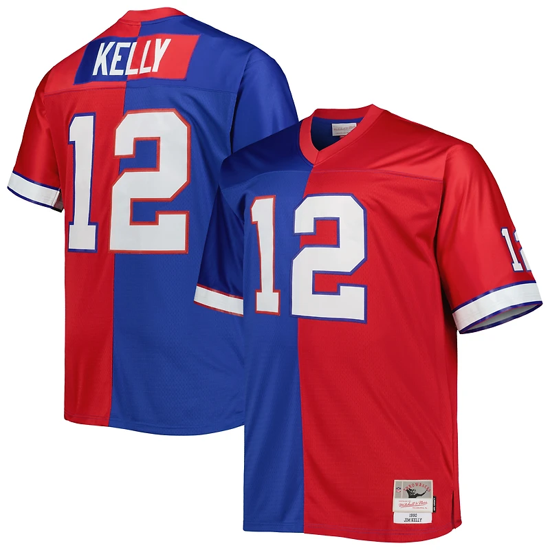 Maillot réplique de joueur retraité Mitchell & Ness Jim Kelly Royal/Red Buffalo Bills Big Tall Split Legacy pour hommes