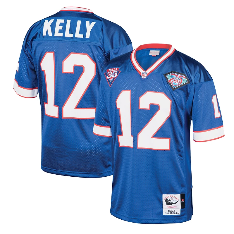 Maillot Mitchell & Ness Jim Kelly Royal Buffalo Bills 1994 Authentique Rétro de Joueur Retraité