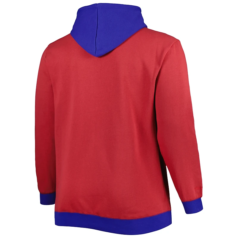 Men's Mitchell & Ness Red/Royal Buffalo Bills Big Tall Face Pullover Hoodie