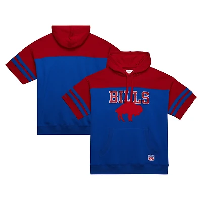 Men's Mitchell & Ness Royal Buffalo Bills  Off Field Vintage Logo Short Sleeve Pullover Hoodie
