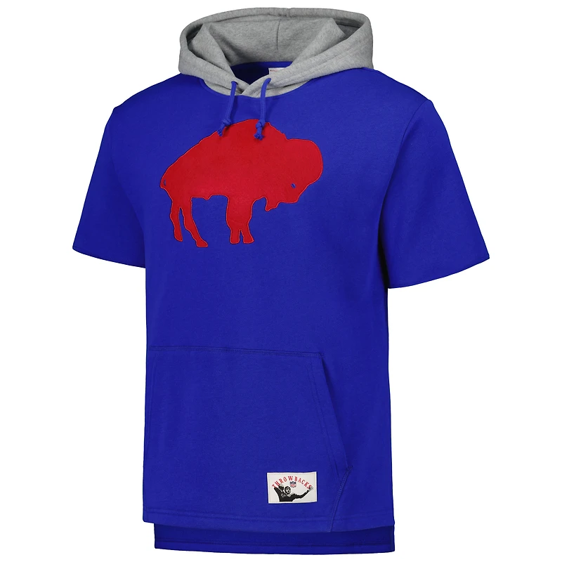 Men's Mitchell & Ness Royal Buffalo Bills Postgame Short Sleeve Hoodie