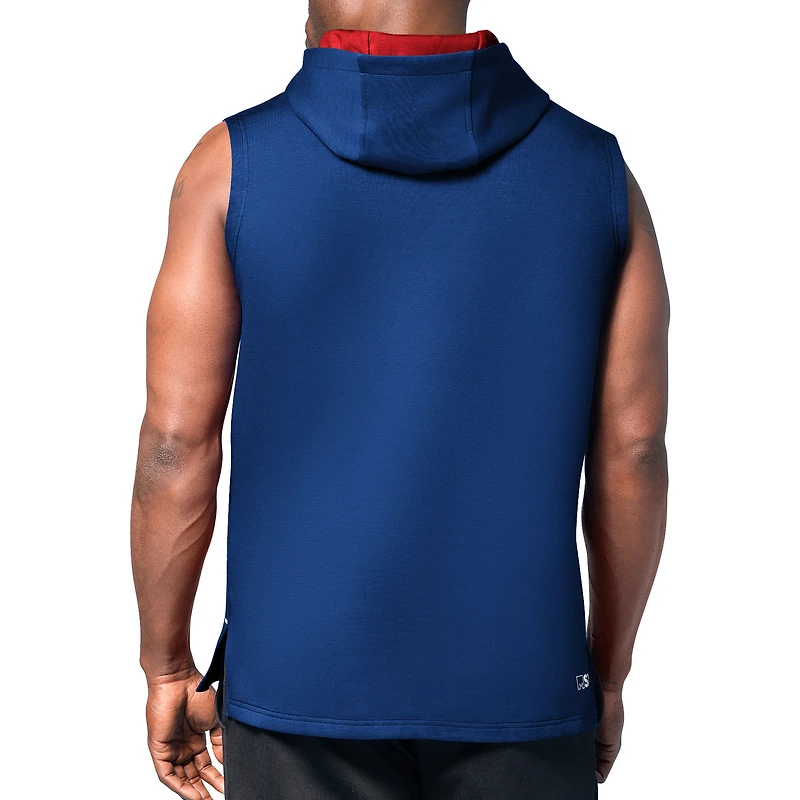 Men's MSX by Michael Strahan Royal Buffalo Bills Captain Sleeveless Hoodie T-Shirt