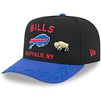 Casquette ajustée New Era 59FIFTY noire/bleu marine pour homme, modèle A-Frame, draft NFL 2025