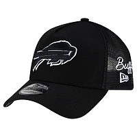 Men's New Era Black Buffalo Bills City Script 9FORTY A-Frame Adjustable Hat