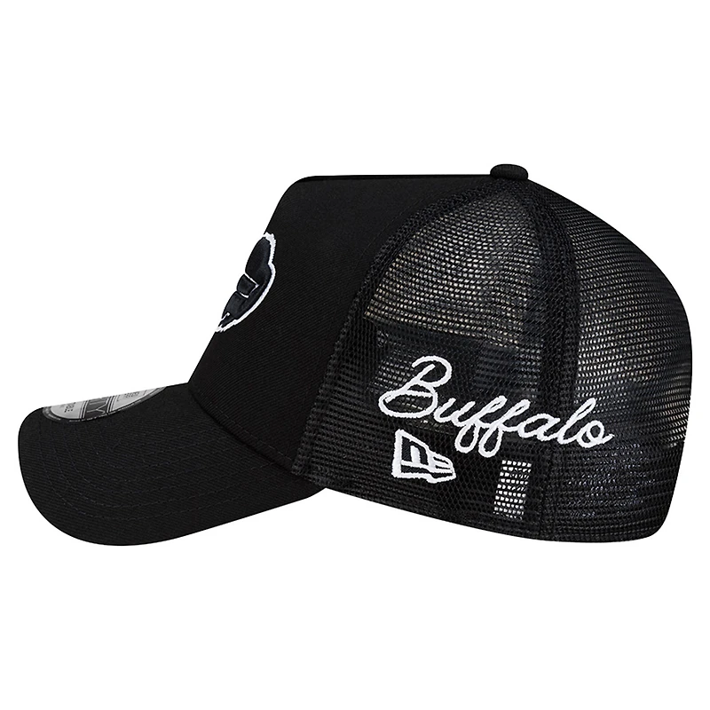 Men's New Era Black Buffalo Bills City Script 9FORTY A-Frame Adjustable Hat
