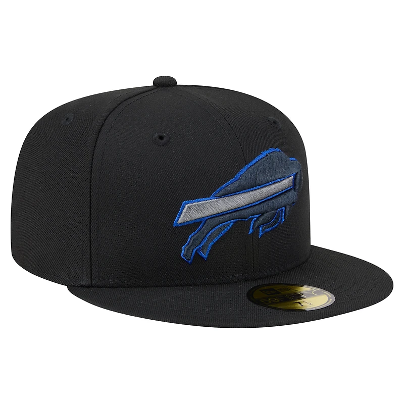 Casquette ajustée New Era 59FIFTY pour homme, noire, Buffalo Bills, color pop