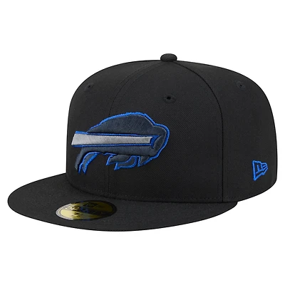 Men's New Era  Black Buffalo Bills Color Pop 59FIFTY Fitted Hat